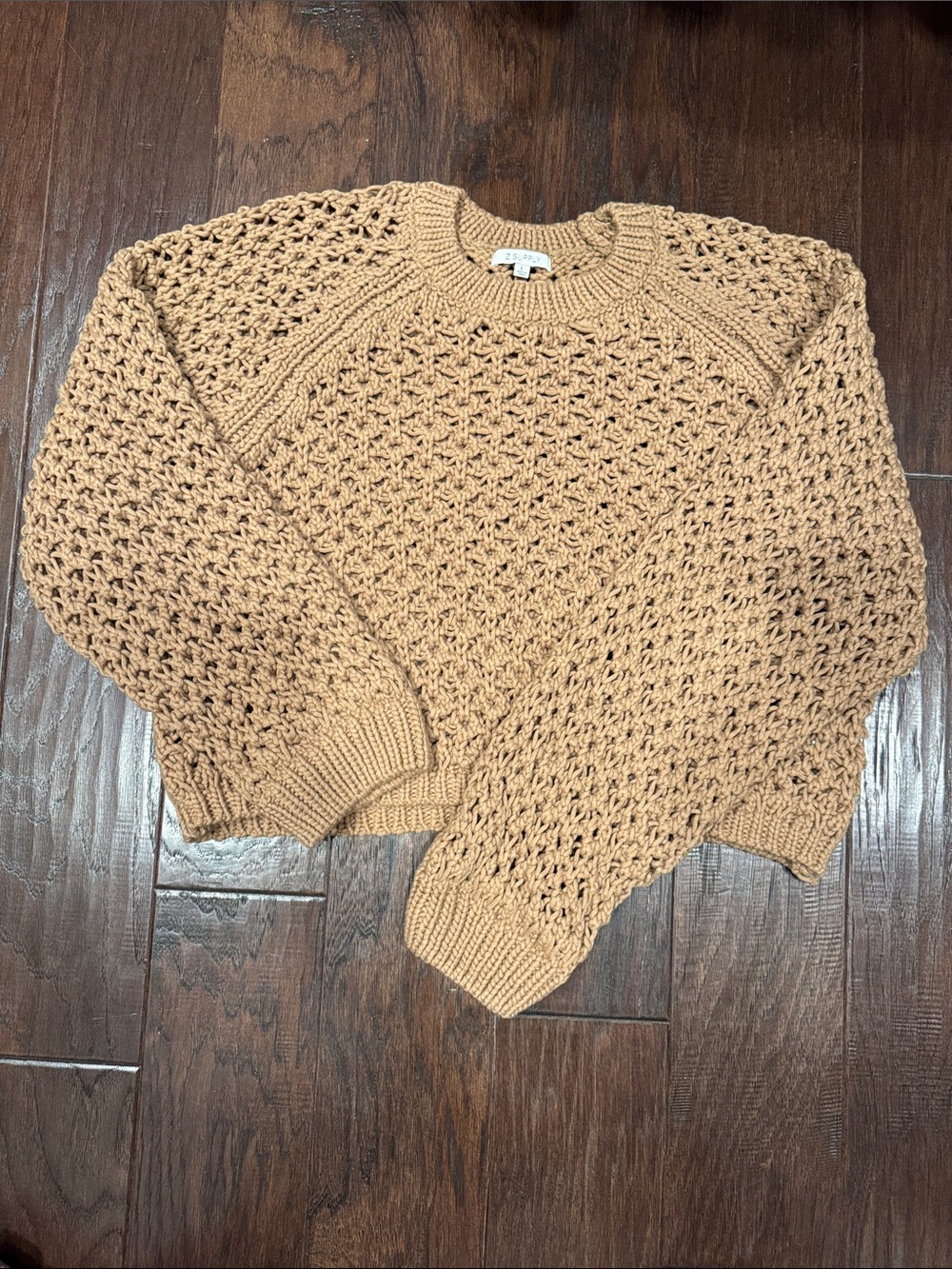 Z Supply Open-Knit Crewneck Sweater - Camel